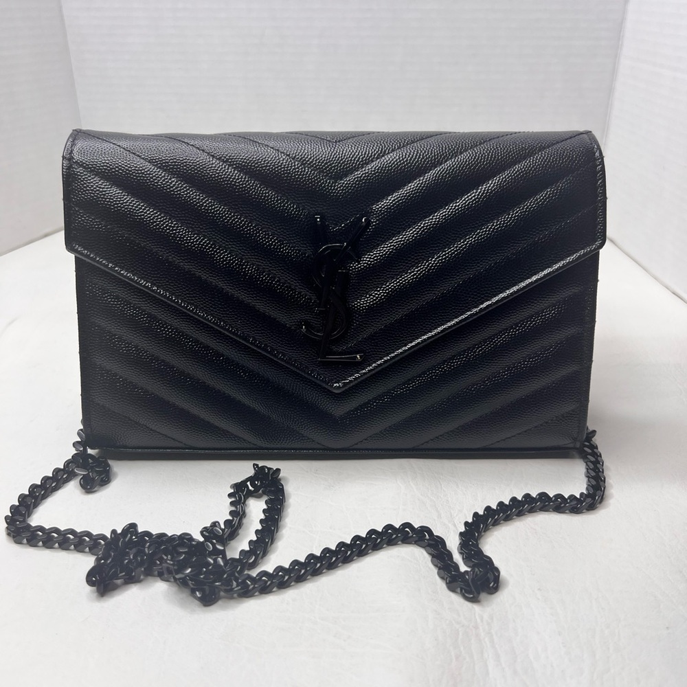 Yves Saint Laurent Black Chevron Quilted Crossbody Bag